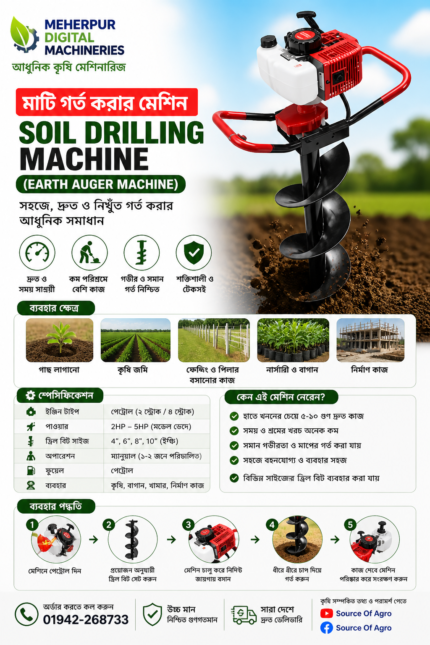 মাটি গর্ত করার মেশিন (Soil Drilling Machine) | Earth Auger | Hole Digger